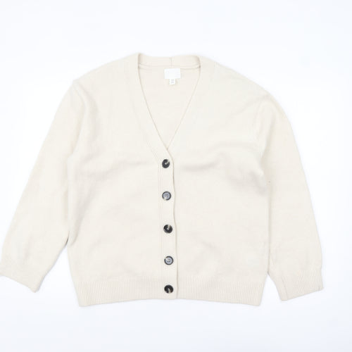 H&M Women's Ivory V-Neck Button Cardigan XS Wool Blend