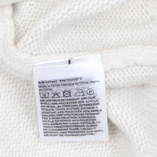 H&M Women's Ivory V-Neck Button Cardigan XS Wool Blend