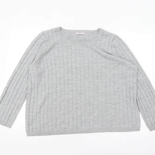Tu Women’s Grey Cable-Knit Jumper Size 14 Long Sleeve Pullover