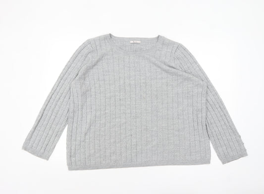 Tu Women’s Grey Cable-Knit Jumper Size 14 Long Sleeve Pullover