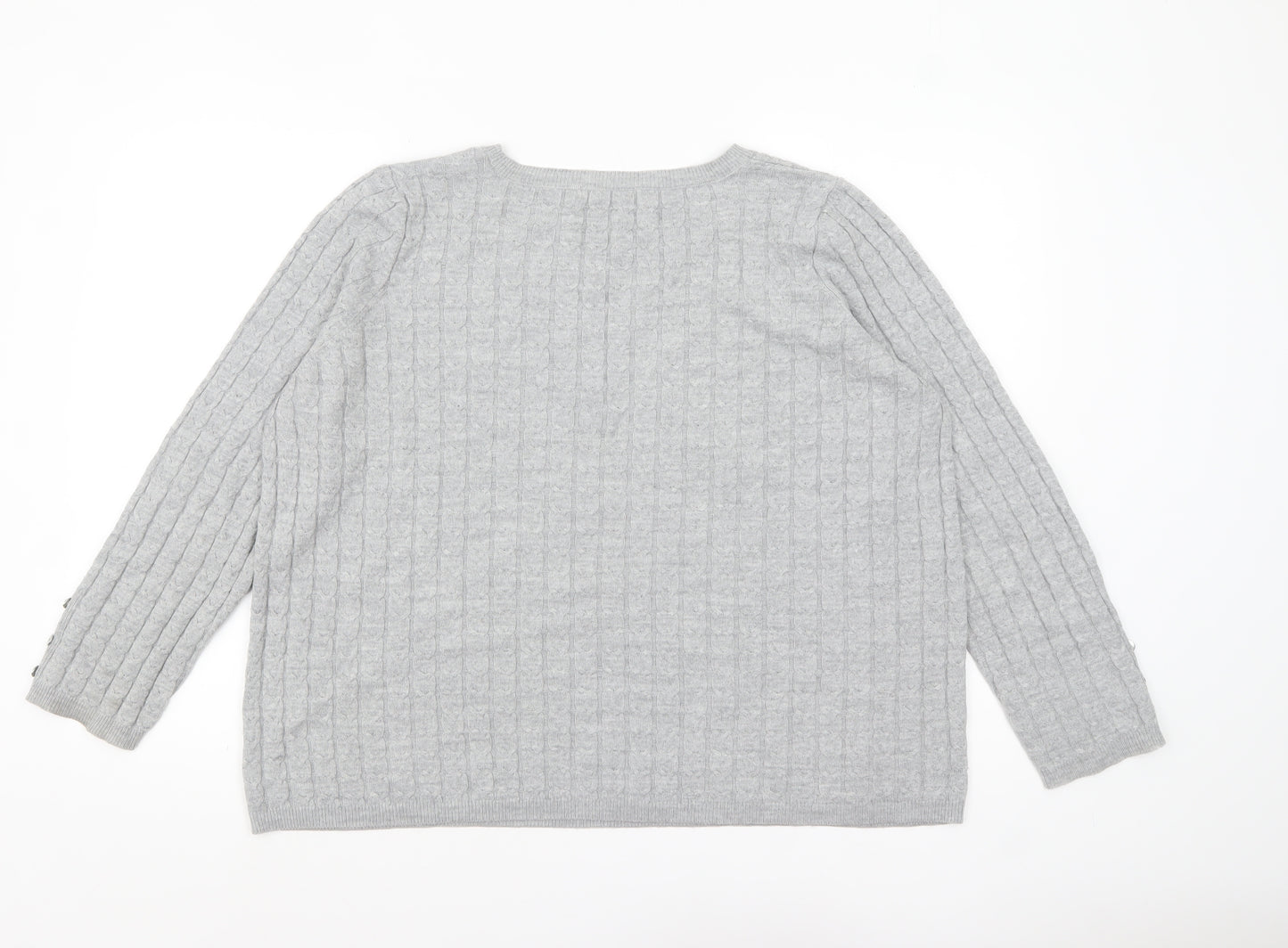Tu Women’s Grey Cable-Knit Jumper Size 14 Long Sleeve Pullover
