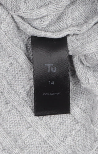 Tu Women’s Grey Cable-Knit Jumper Size 14 Long Sleeve Pullover