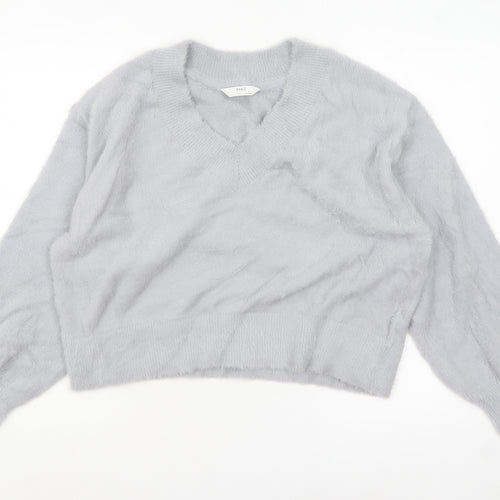 Marks and Spencer Womens Grey V-Neck Relaxed Fit Jumper L