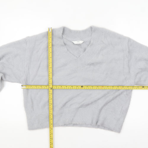 Marks and Spencer Womens Grey V-Neck Relaxed Fit Jumper L