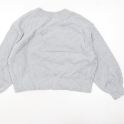 Marks and Spencer Womens Grey V-Neck Relaxed Fit Jumper L