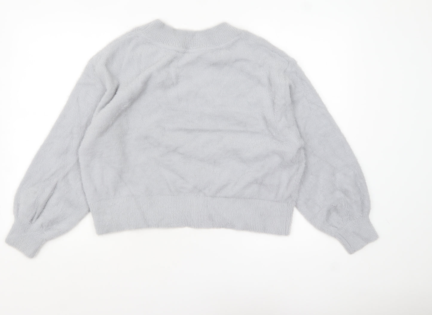 Marks and Spencer Womens Grey V-Neck Relaxed Fit Jumper L