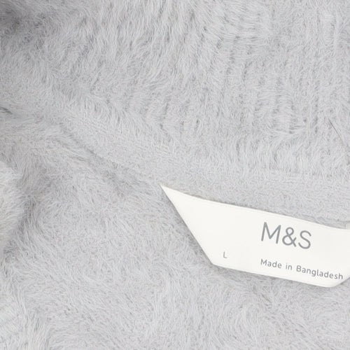 Marks and Spencer Womens Grey V-Neck Relaxed Fit Jumper L