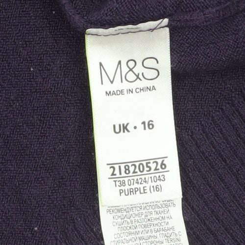 Marks and Spencer Women’s Purple Roll Neck Jumper Size 16