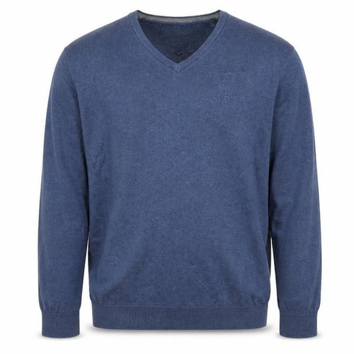 Bugatti Men's Blue Cotton Cashmere V-Neck Jumper 2XL