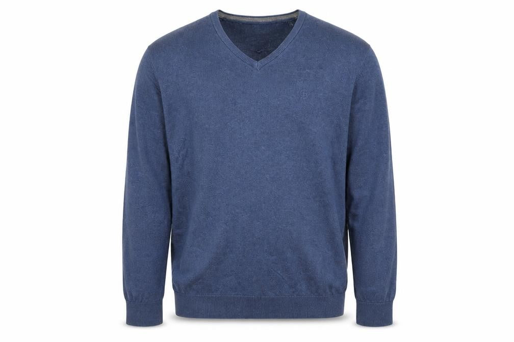 Bugatti Men's Blue Cotton Cashmere V-Neck Jumper 2XL