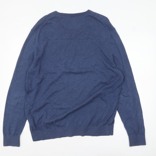 Bugatti Men's Blue Cotton Cashmere V-Neck Jumper 2XL