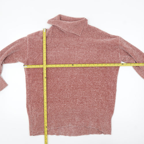 Dixie Women Pink Roll Neck Chunky Knit Pullover Jumper M