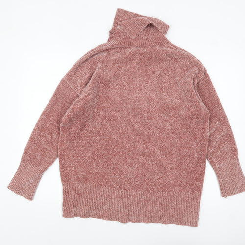 Dixie Women Pink Roll Neck Chunky Knit Pullover Jumper M