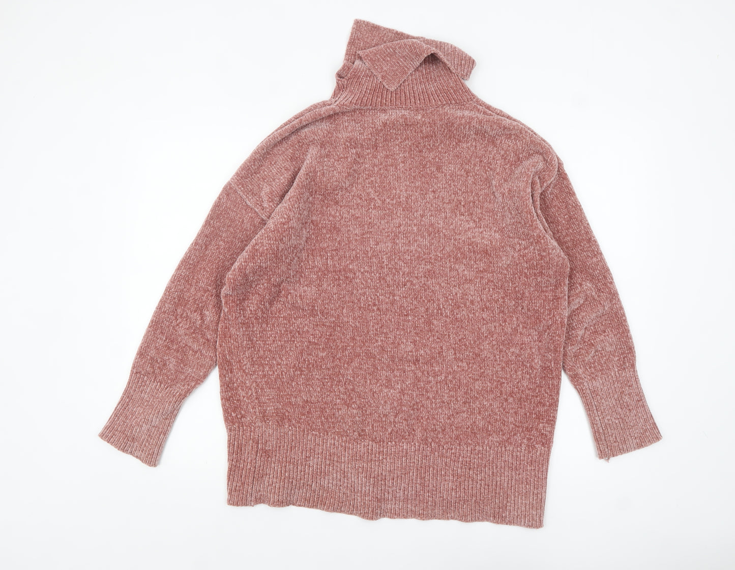Dixie Women Pink Roll Neck Chunky Knit Pullover Jumper M