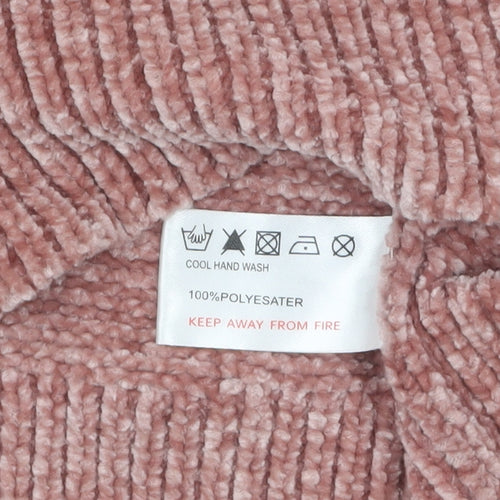 Dixie Women Pink Roll Neck Chunky Knit Pullover Jumper M