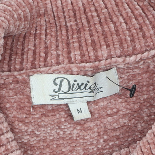 Dixie Women Pink Roll Neck Chunky Knit Pullover Jumper M