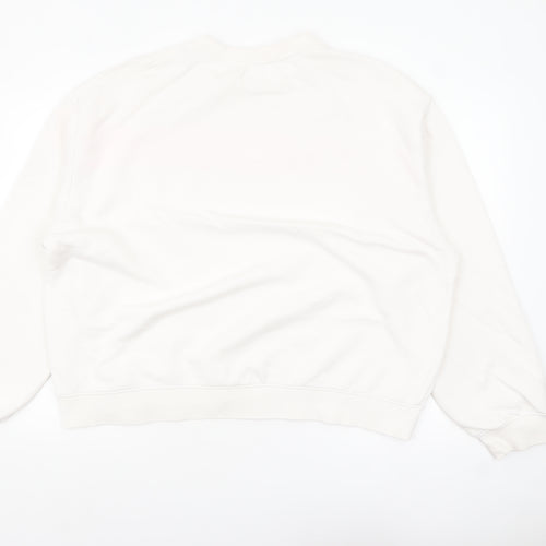 Replay Womens Beige Pink Logo Crew Neck Sweatshirt Size 3XL