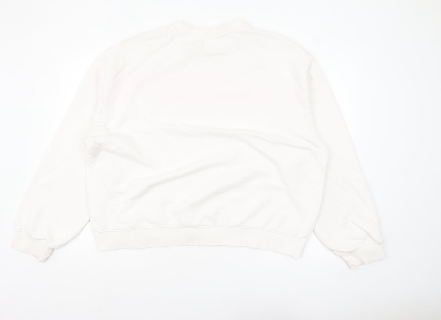 Replay Womens Beige Pink Logo Crew Neck Sweatshirt Size 3XL