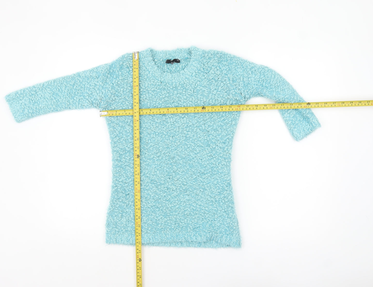 BM Collection Women’s Blue Chunky Knit Pullover Jumper XS