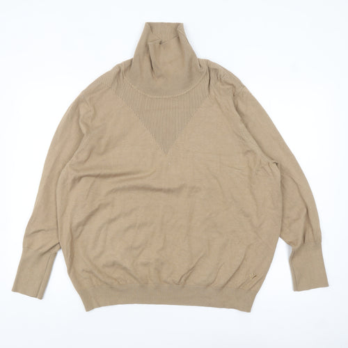 Adia Fashion Women’s Beige Roll Neck Knit Jumper Size M