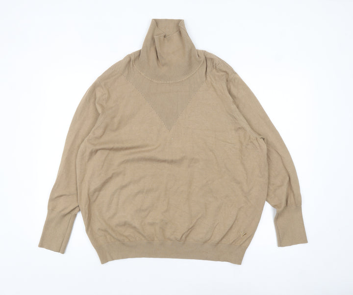 Adia Fashion Women’s Beige Roll Neck Knit Jumper Size M