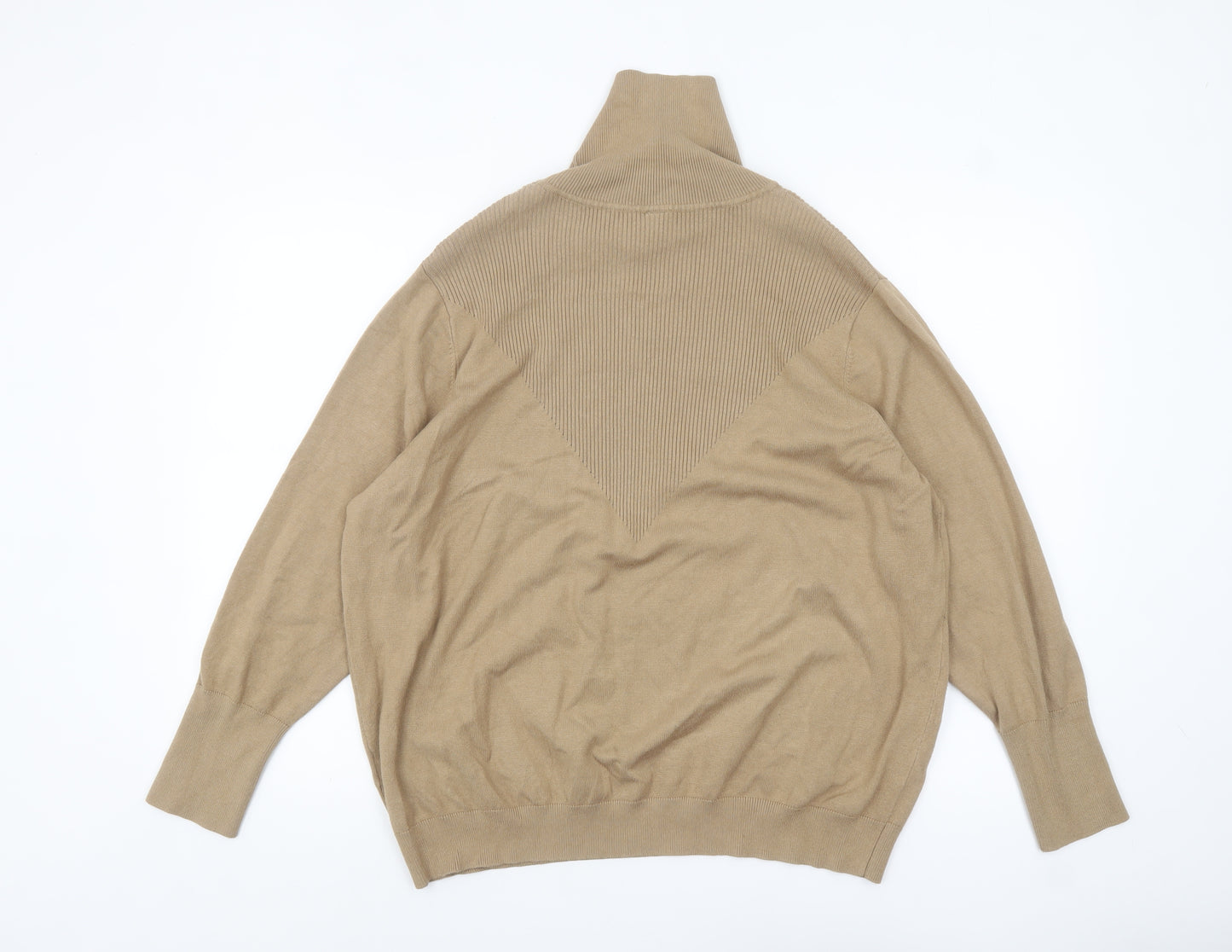 Adia Fashion Women’s Beige Roll Neck Knit Jumper Size M