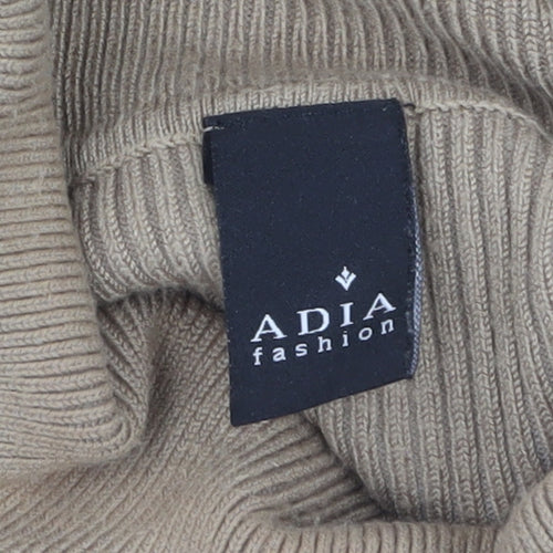 Adia Fashion Women’s Beige Roll Neck Knit Jumper Size M