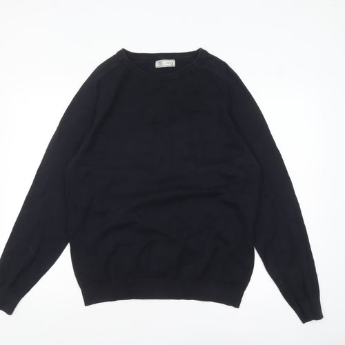 Next Men’s Black Cotton Knit Pullover Jumper Size L