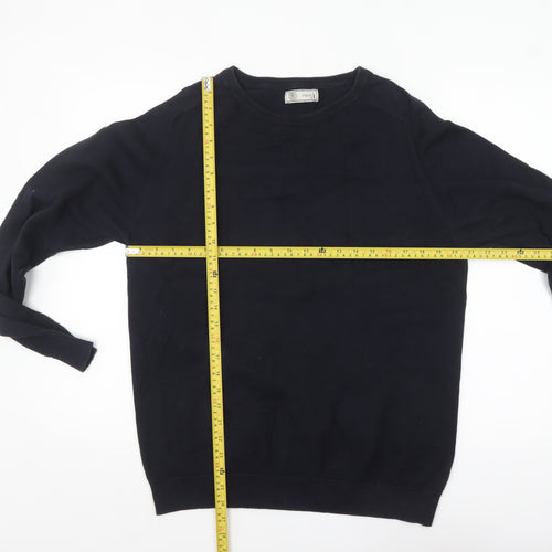 Next Men’s Black Cotton Knit Pullover Jumper Size L