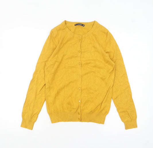 Dunnes Women Yellow Crew Neck Long Sleeve Cardigan Size 10