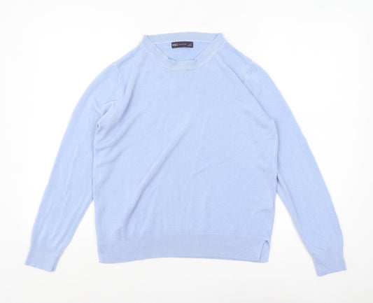 Marks and Spencer Women's Blue Crew Neck Acrylic Jumper Size 14