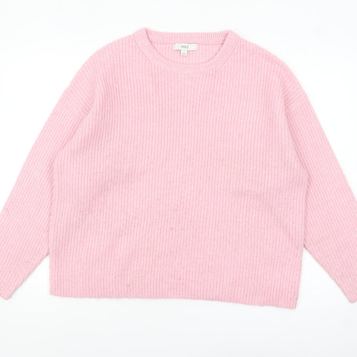 Marks and Spencer Women Pink Knit Crew Neck Pullover Jumper L
