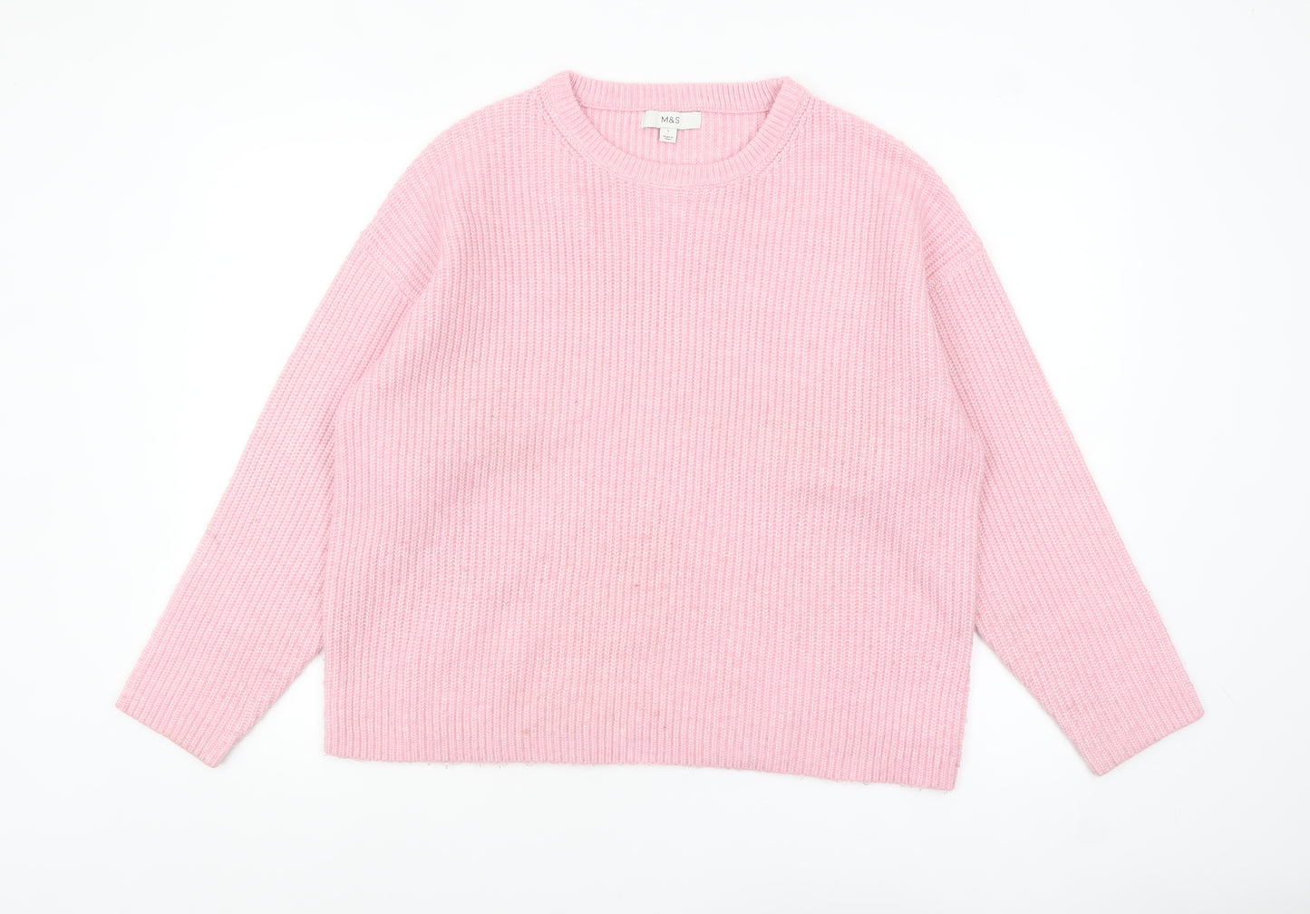 Marks and Spencer Women Pink Knit Crew Neck Pullover Jumper L