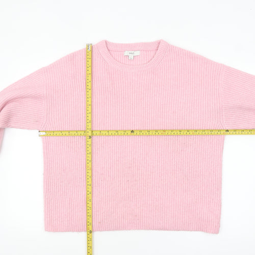 Marks and Spencer Women Pink Knit Crew Neck Pullover Jumper L