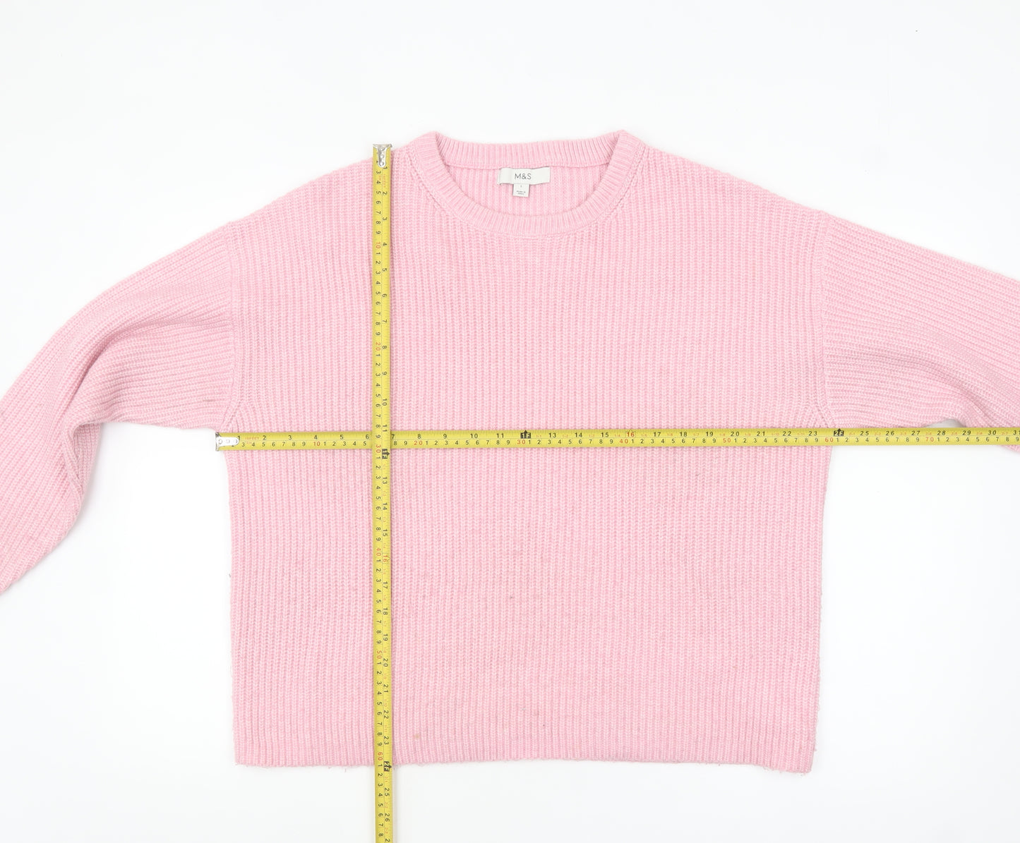 Marks and Spencer Women Pink Knit Crew Neck Pullover Jumper L