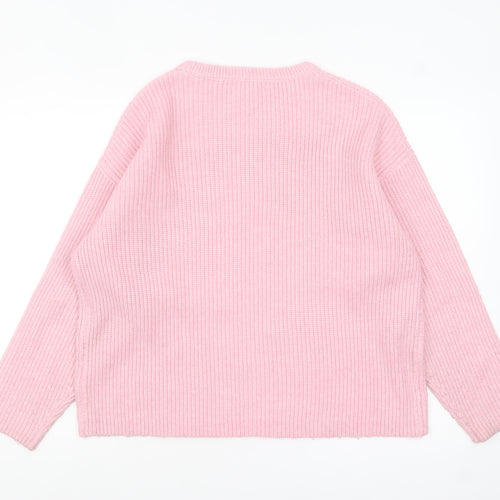 Marks and Spencer Women Pink Knit Crew Neck Pullover Jumper L