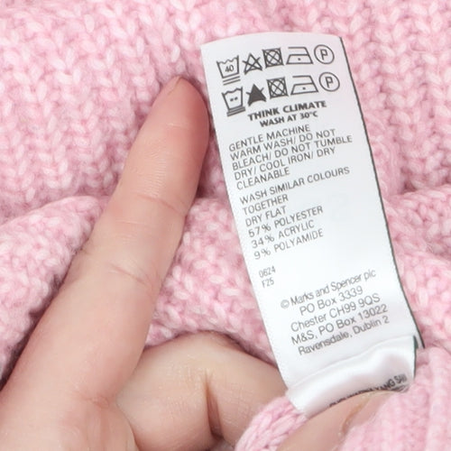 Marks and Spencer Women Pink Knit Crew Neck Pullover Jumper L