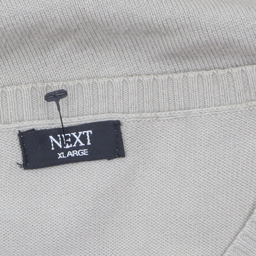 Next Men's Beige Cotton Nylon V-Neck Sleeveless Jumper Vest XL