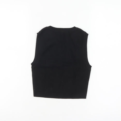 ZARA Women Black Cropped Sleeveless Knit Tank Top Size 8