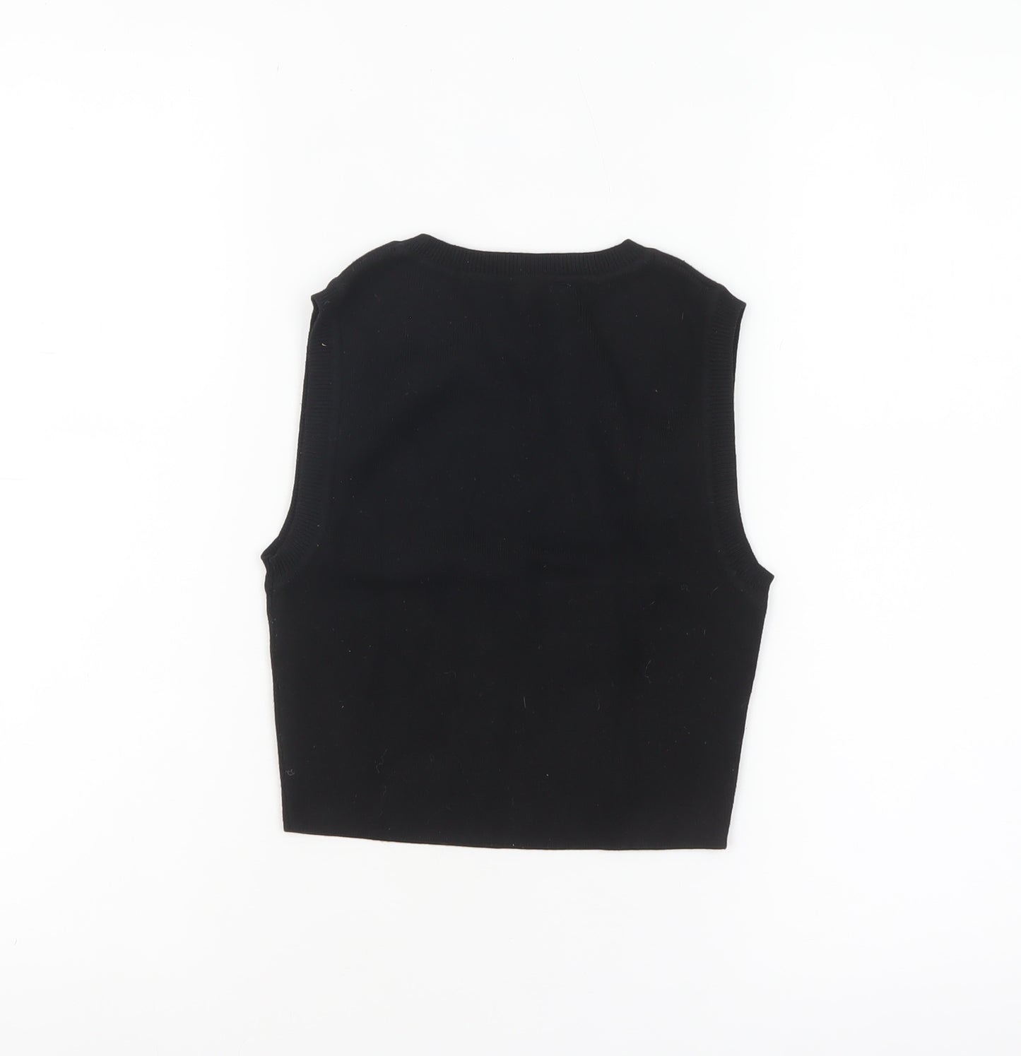 ZARA Women Black Cropped Sleeveless Knit Tank Top Size 8
