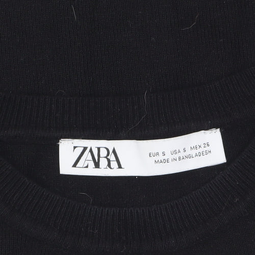 ZARA Women Black Cropped Sleeveless Knit Tank Top Size 8
