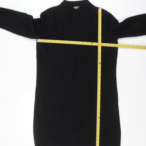 Pimkie Women Black Jumper Dress Size M Knit Long Sleeve High Neck
