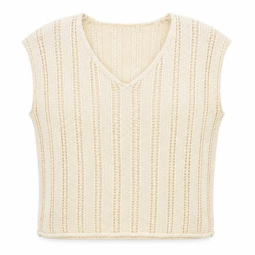 ASOS Design Women Beige Knitted V-Neck Sleeveless Top Size S