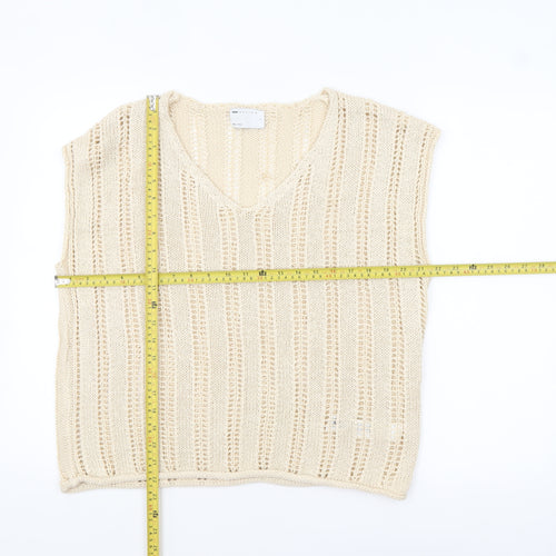 ASOS Design Women Beige Knitted V-Neck Sleeveless Top Size S