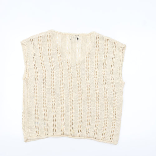 ASOS Design Women Beige Knitted V-Neck Sleeveless Top Size S