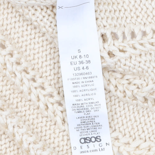 ASOS Design Women Beige Knitted V-Neck Sleeveless Top Size S