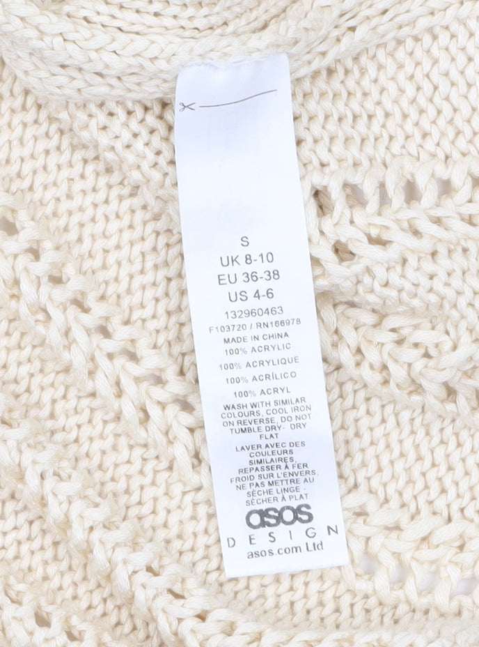 ASOS Design Women Beige Knitted V-Neck Sleeveless Top Size S