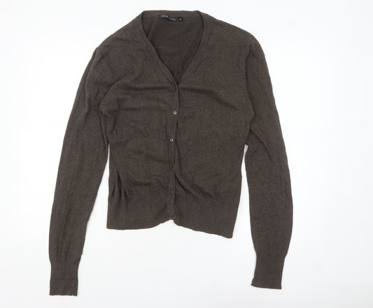 Ada Gatti Women Brown Viscose Blend V-Neck Cardigan Size 14