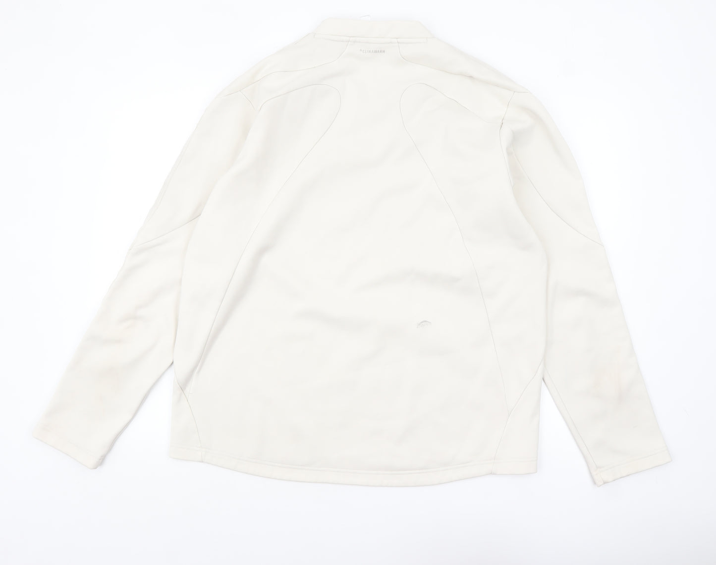 Adidas Men's Beige V-Neck Sweatshirt Size L Classic Pullover