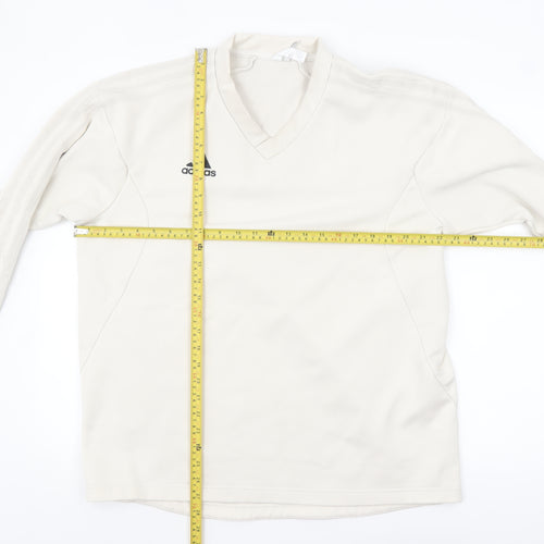 Adidas Men's Beige V-Neck Sweatshirt Size L Classic Pullover